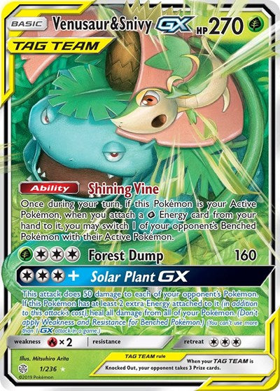 SM12: Venusaur & Snivy GX (Holofoil)