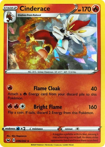 PR: Cinderace - 036/202 (Cracked Ice Holo) (Holofoil)