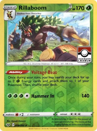 PR: Rillaboom - 014/202 (Pokemon League) (Reverse Holofoil)