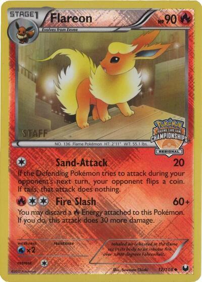 PR: Flareon - 12/108 (Regional Championships) [Staff] (Reverse Holofoil)