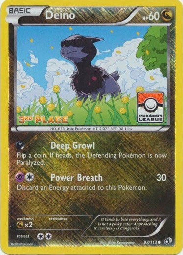 PR: Deino - 97/113 (Pokemon League) [3rd Place] (Reverse Holofoil)