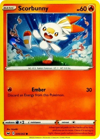 BLE: Scorbunny - 030/202 (Cosmos Holo) (Holofoil)