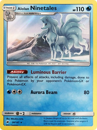 MCAP: Alolan Ninetales - 28/147 (Water Web Holo) (Holofoil)