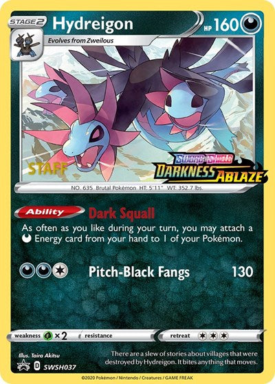 SWSD: Hydreigon - SWSH037 (Prerelease) [Staff] (Holofoil)
