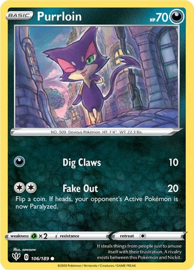 SWSH03: Purrloin (Reverse Holofoil)
