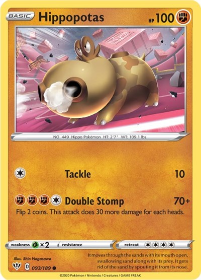 SWSH03: Hippopotas (Reverse Holofoil)