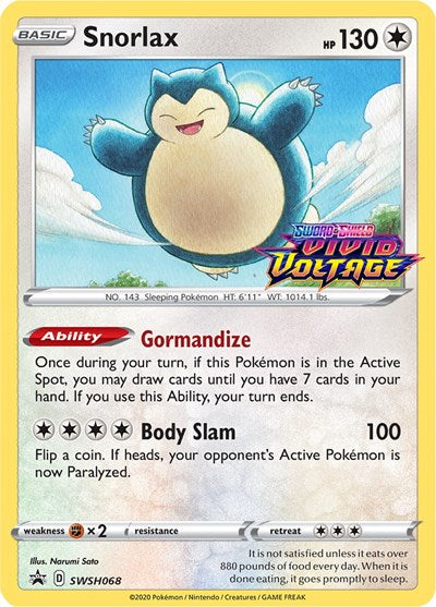 SWSD: Snorlax - SWSH068 (Prerelease) (Holofoil)