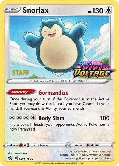 SWSD: Snorlax - SWSH068 (Prerelease) [Staff] (Holofoil)