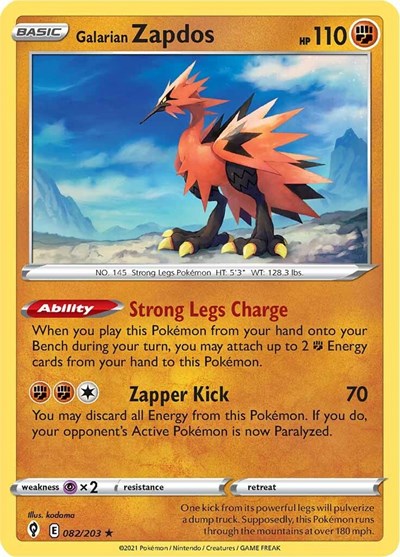 SWSH07: Galarian Zapdos (Holofoil)
