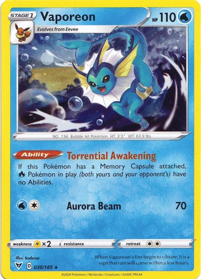 MCAP: Vaporeon - 030/185 (Cosmos Holo) (Holofoil)