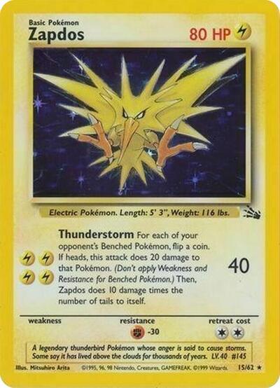 MCAP: Zapdos - 15/62 (Cosmos Holo) (Holofoil)