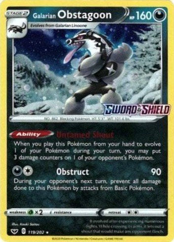 MCAP: Galarian Obstagoon - 119/202 (Cosmos Holo) (Holofoil)