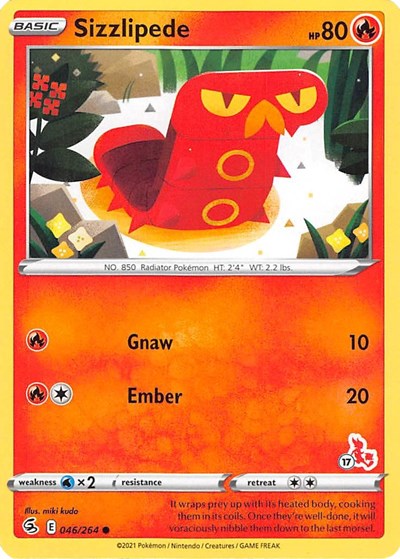 BA22: Sizzlipede - 046/264 (#17 Cinderace Stamped)