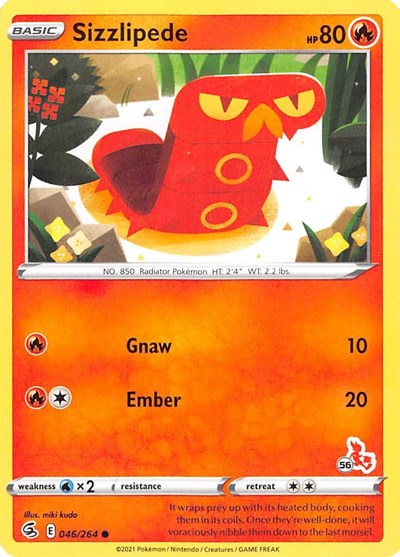 BA22: Sizzlipede - 046/264 (#56 Cinderace Stamped)