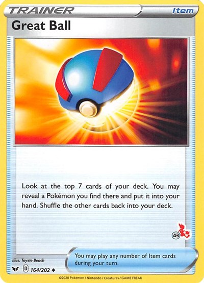 BA22: Great Ball - 164/202 (#43 Cinderace Stamped)