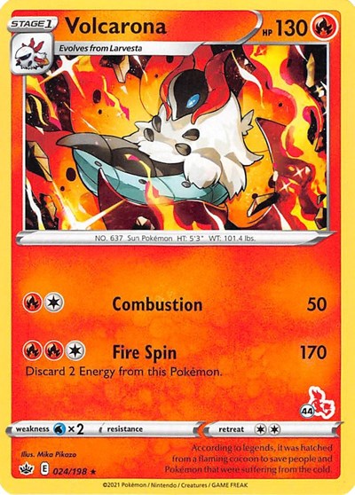 BA22: Volcarona - 024/198 (#44 Cinderace Stamped)