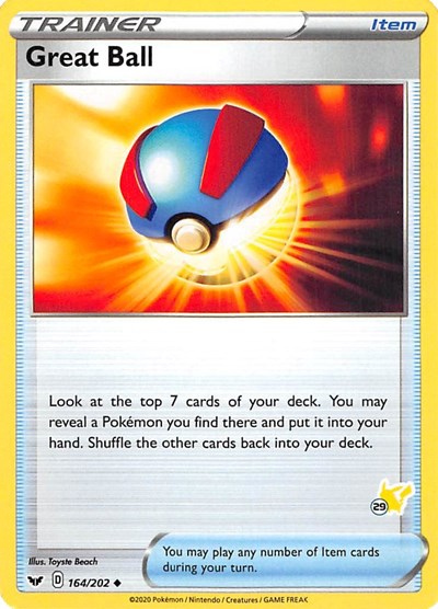 BA22: Great Ball - 164/202 (#29 Pikachu Stamped)