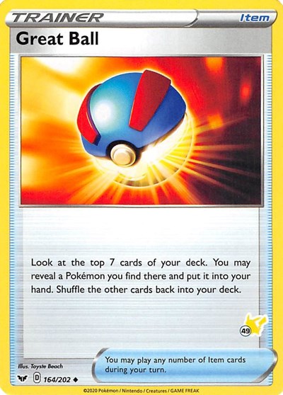 BA22: Great Ball - 164/202 (#49 Pikachu Stamped)