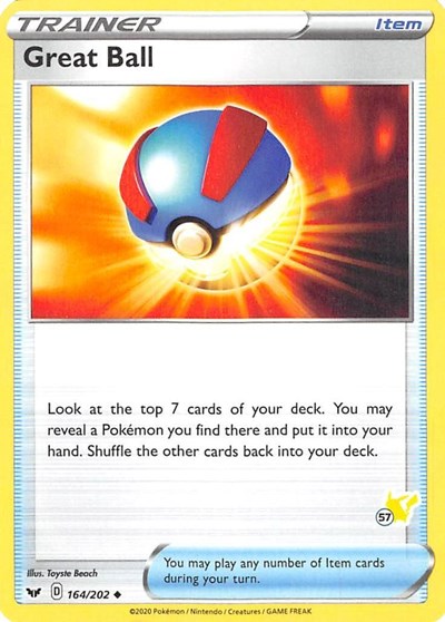 BA22: Great Ball - 164/202 (#57 Pikachu Stamped)