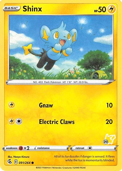BA22: Shinx - 091/264 (#20 Pikachu Stamped)