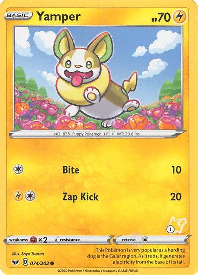 BA22: Yamper - 074/202 (#1 Pikachu Stamped)
