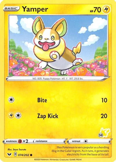 BA22: Yamper - 074/202 (#58 Pikachu Stamped)