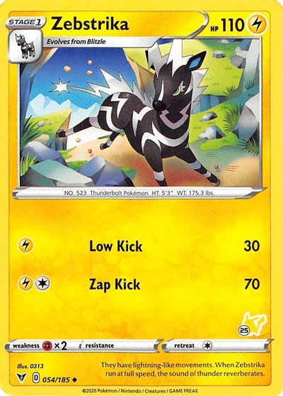 BA22: Zebstrika - 054/185 (#25 Pikachu Stamped)