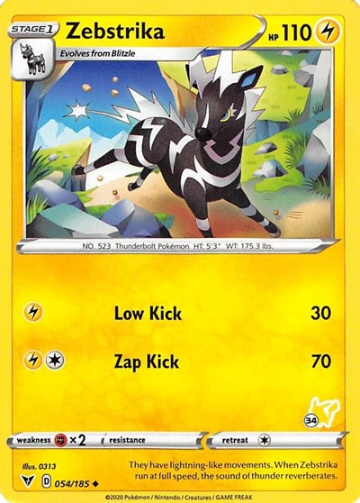 BA22: Zebstrika - 054/185 (#34 Pikachu Stamped)