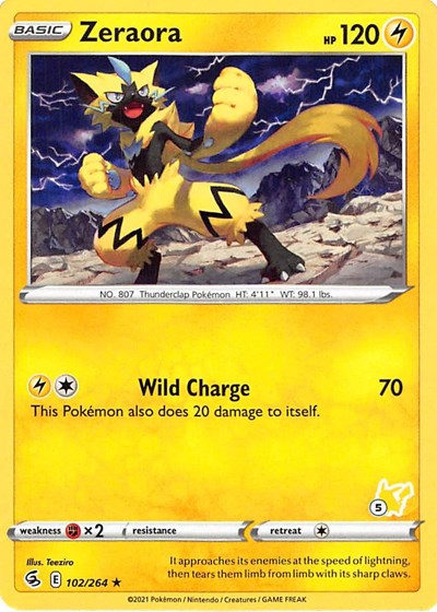 BA22: Zeraora - 102/264 (#5 Pikachu Stamped)