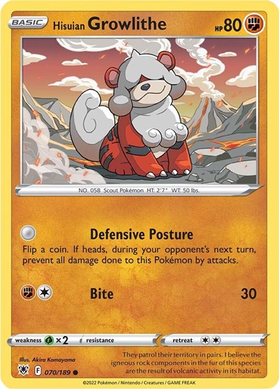 SWSH10: Hisuian Growlithe (Reverse Holofoil)