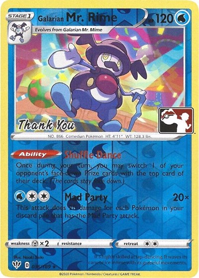 MCAP: Galarian Mr. Rime - 036/189 (Pokemon League) [Thank You] (Reverse Holofoil)