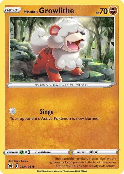 SWSH11: Hisuian Growlithe