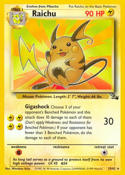 Raichu (29) 29/62 Unlimited Fossil