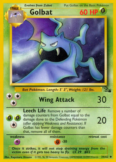 Golbat 34/62 Unlimited Fossil