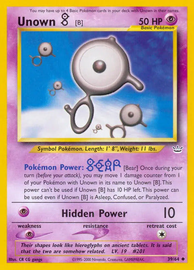 Unown [B] 39/64 Unlimited Neo Revelation