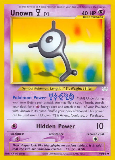 Unown [Y] 40/64 Unlimited Neo Revelation