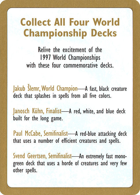 WC97: 1997 World Championship Advertisement Card