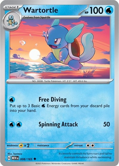 MEW: Wartortle - 008/165 (Reverse Holofoil)