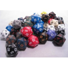 Bag of Dice: 50 Opaque Assorted Dice - D20