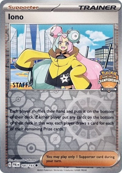 PR: Iono - 185/193 (Regional Championships) [Staff] (Reverse Holofoil)