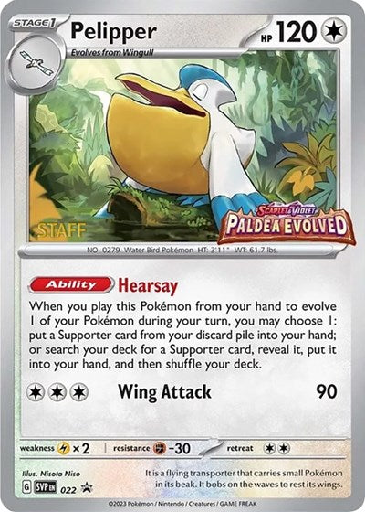 SVP: Pelipper - 022 (Prerelease) [Staff] (Holofoil)