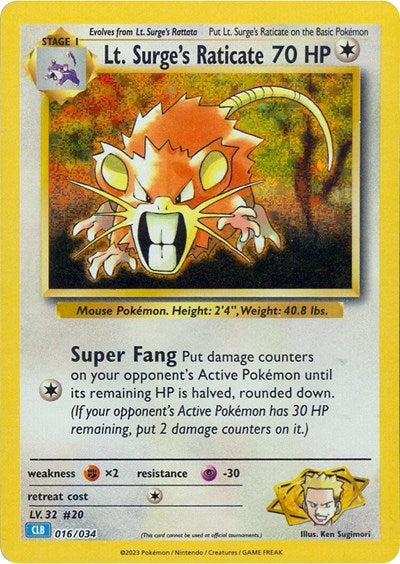 CL: Lt. Surge's Raticate (Holofoil)