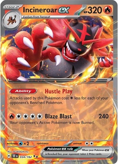 TEF: Incineroar ex - 034/162 (Holofoil)