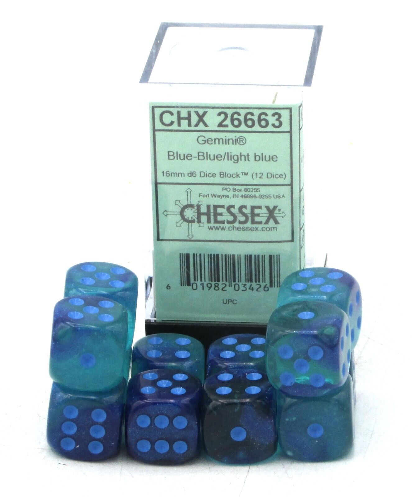 Chessex Gemini 16mm D6 Dice Block (12-Dice)