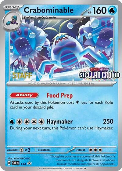 SVP: Crabominable - 134 (Prerelease) [Staff] (Reverse Holofoil)