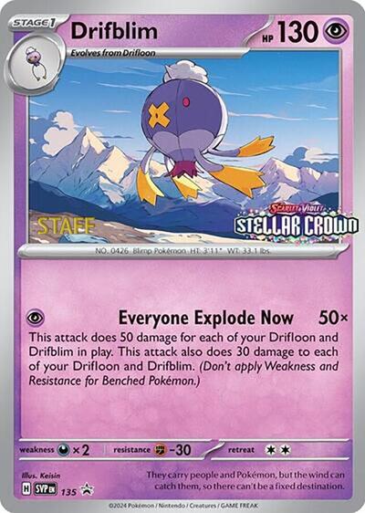 SVP: Drifblim - 135 (Prerelease) [Staff] (Reverse Holofoil)