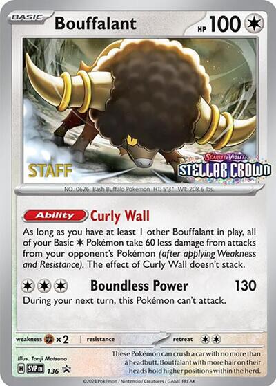 SVP: Bouffalant - 136 (Prerelease) [Staff] (Reverse Holofoil)
