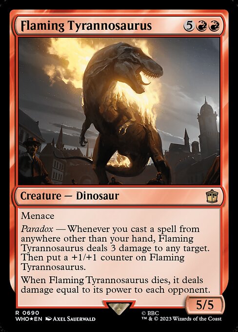 WHO: Flaming Tyrannosaurus (Surge Foil)