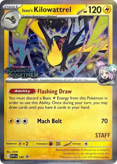 SVP: Iono's Kilowattrel - 182 (Prerelease) [Staff] (Holofoil)