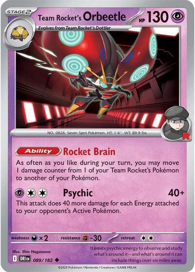 DRI: Team Rocket's Orbeetle - 089/182 (Reverse Holofoil)
